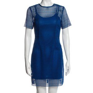 Vintage - Blue / Diane von Furstenberg Mesh Overlay Shift Dress / XS / 2